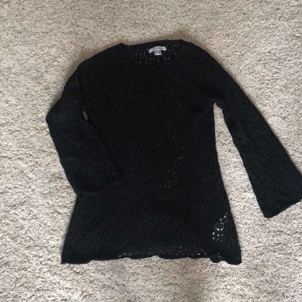 Black crochet pullover